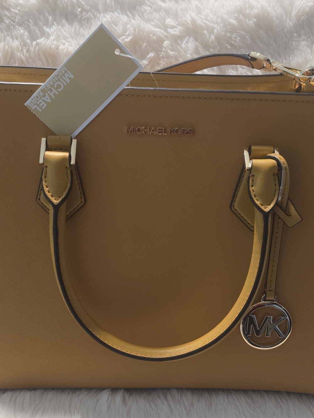 Michael Kors Mustard Yellow Saffiano Leather Satchel Bag